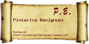 Pinterics Benignusz névjegykártya